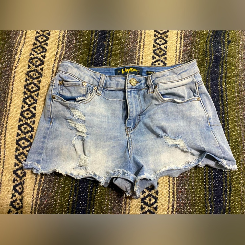 Indigo Rein Destroyed Light Wash Shorts